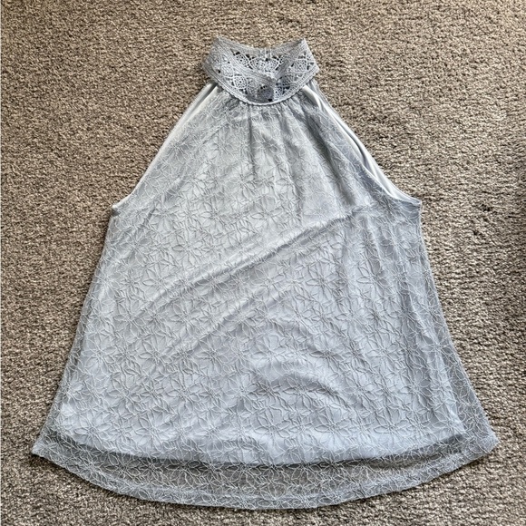 Suzy Shier Tops - Suzy Shier Gray Lace Halter Blouse